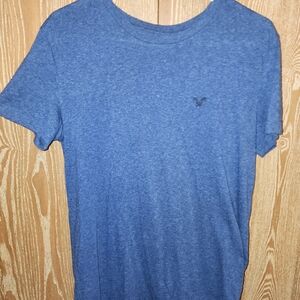 American Eagle Outfitters Blue Soft Tee With Slite Speckling